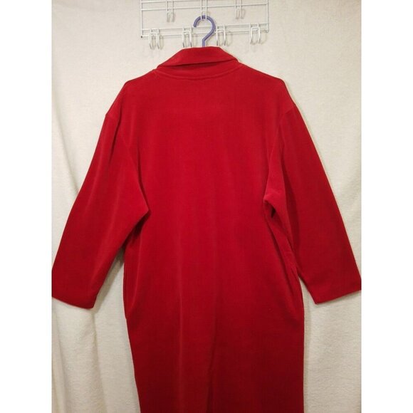 Women's Diamond Tea Medium Red Velvet Stretch Zip  Robe 55 inches Size M - Picture 9 of 12